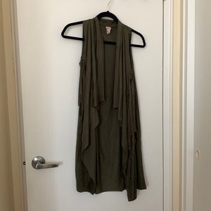 Bohemian Vintage 60s 70s Inspired Green Suede Fringe Vest